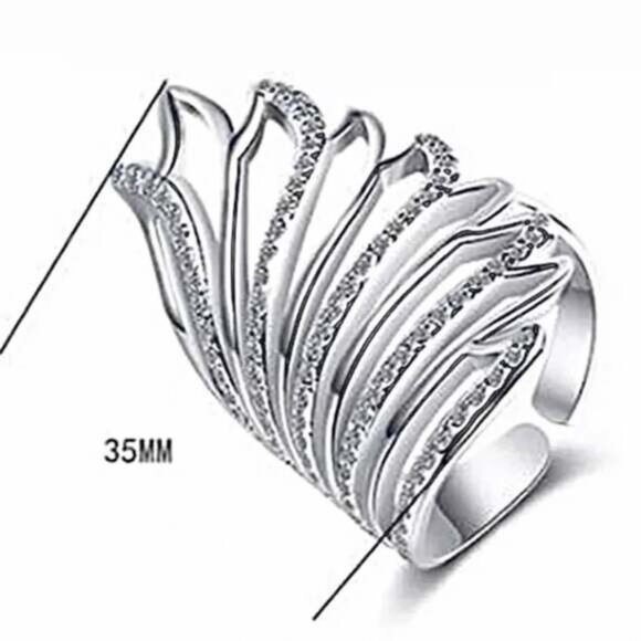 Sterling Silver Resizable Angel Wing Ring - Picture 3 of 4